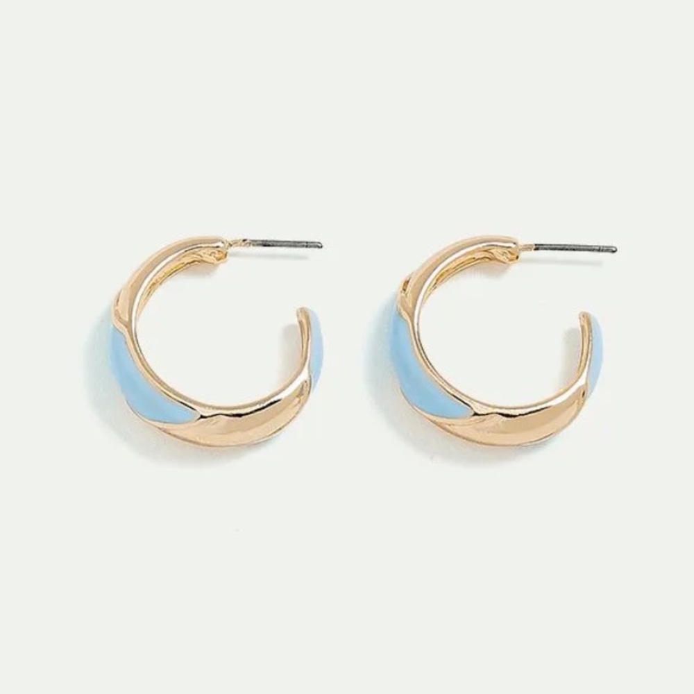 Blue enamel hoops gold tone